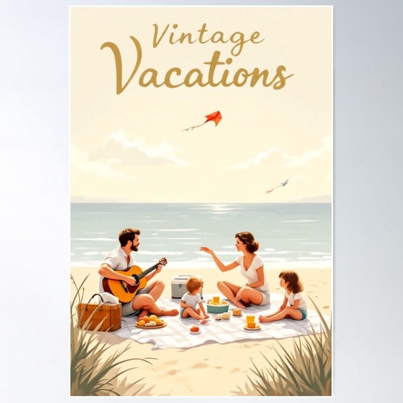 Vintage Beach Holiday Postcards 16 Poster Wall Art, Modern Wall Decor For Living Room Bedroom, 24x36 UNFRAMED