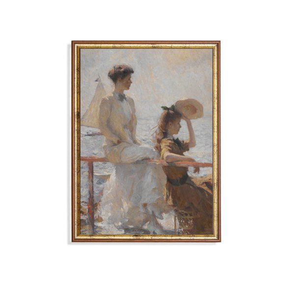 Vintage Beach Scene Print Poster Impressionist Ladies by the Sea, Size 12x18 UNFFRAMED F03.1.7l982