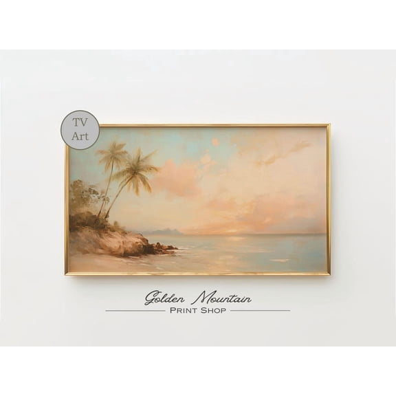 Vintage Beach Sunrise, Tropical Summer Sea Wall Art, Beach House Landscape, Coastal Sunset Wall Art Poster Decor, Size 16x24 UNFFRAMED F03.1.8l1218