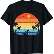 Greenink Vintage Beach Surfing Surfboard Retro Surfboarder Surfer T-Shirt Surfer Lover Gift Shirt Unisex Pure Cotton Tee