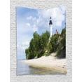 thumbnail image 1 of Vintage Beach Tapestry, Photo of Trees Lighthouse on a Beach Cloudy Sky Calm Nature Landscape Art, Wall Hanging for Bedroom Living Room Dorm Decor, 40"W X 60"L, Multicolor, by Ambesonne, 1 of 5