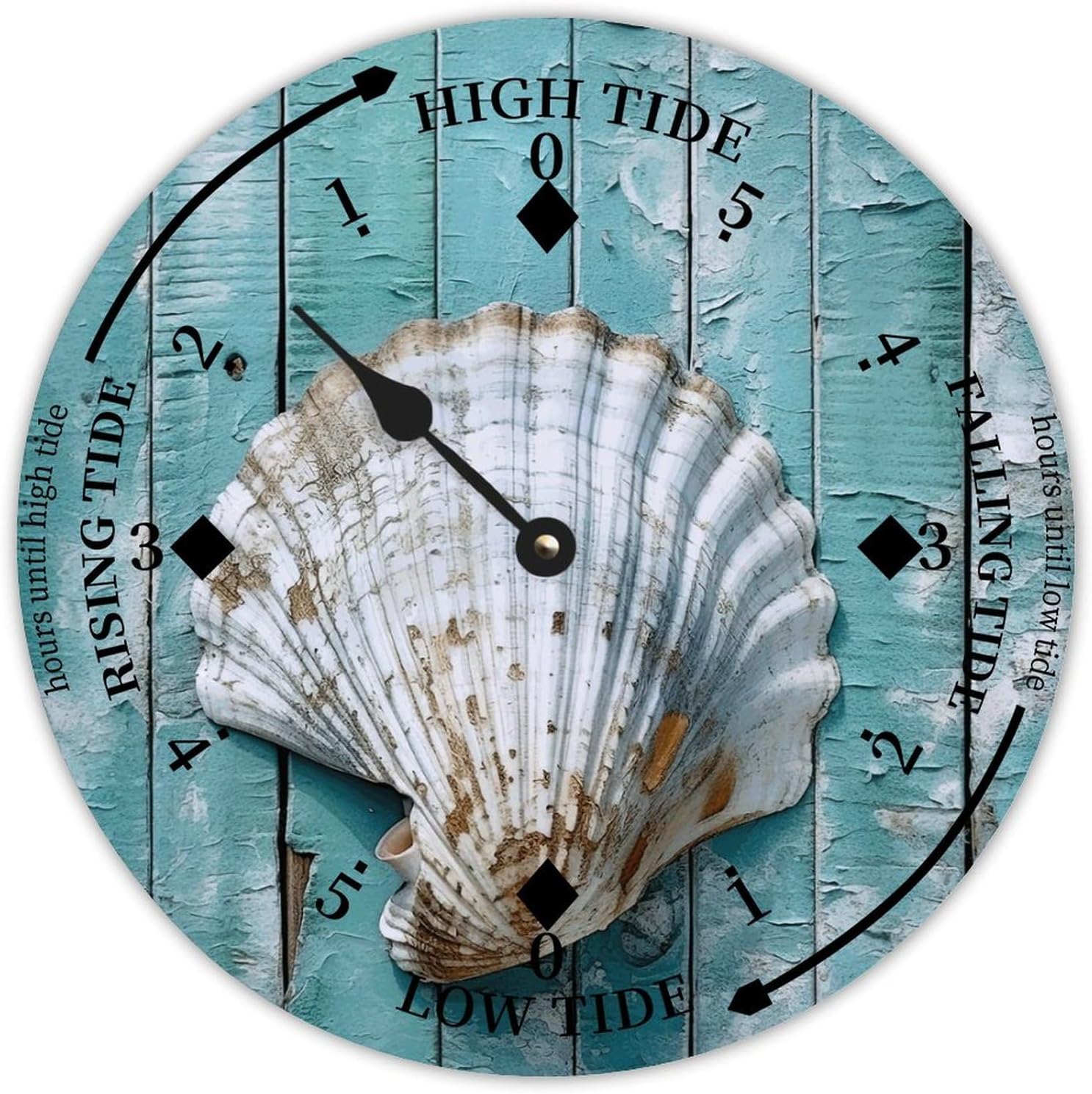 Vintage Beach Time Tide Clock Beach Shell Conch Ocean Time Wooden Clock