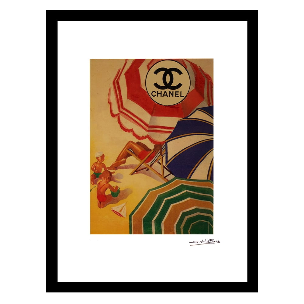 Vintage Beach Umbrellas Framed Print