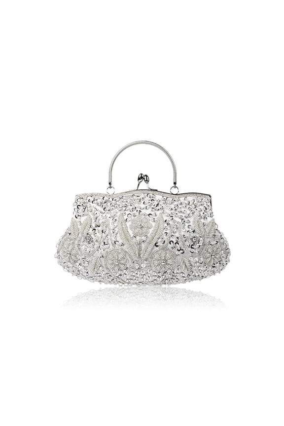 Vintage Beaded Sequin Evening Clutch Bag for Women, Retro Glamour Bridal Wedding Purse Handbags Bags