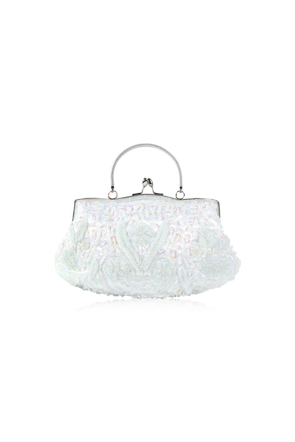Vintage Beaded Sequin Evening Clutch Bag for Women, Retro Glamour Bridal Wedding Purse Handbags Bags