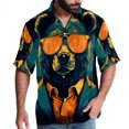 thumbnail image 1 of Vintage Bear Men's Casual Hawaiian Shirts, Printed Button Down Short Sleeve Summer Beach Tops with Spread Collar - Unisex, 1 of 6