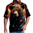 thumbnail image 1 of Vintage Bear Men's Short Sleeve Casual Printed Button Down Beach Shirts - Summer Fashion Tops, 1 of 6