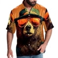 thumbnail image 1 of Vintage Bear Men's Short Sleeve Printed Button Down Beach, Casual, Poplin Shirts for Summer Vacation, 1 of 6