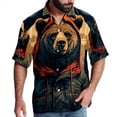 thumbnail image 1 of Vintage Bear Men's Short Sleeve Shirts with Spread Collar Tops, Casual Printed Poplin Shirt, Button Down Short Summer Beach Shirts - Unisex, 1 of 6