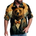 thumbnail image 1 of Vintage Bear Men's Short Sleeve Spread Collar Beach Shirts Casual Printed Button Down Unisex Summer Tops, 1 of 6