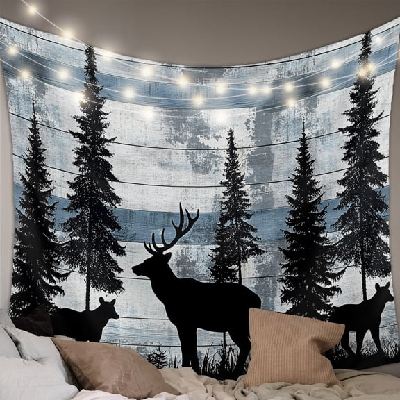 Vintage Bear Small Tapestry for Bedroom Wall Hanging Tapestry, Farmhouse Trees Mist Forest Wooden Grain Ceiling Backdrop Tapestries Poster Blanket Wall Decor for Teens Room Living Room Dorm 23" x 28"