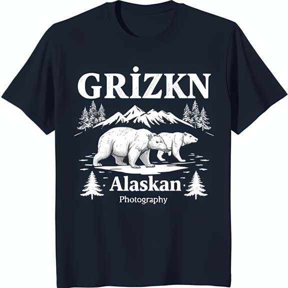 Vintage Bears T-Shirt Whimsical Alaskan Photography Design on Black