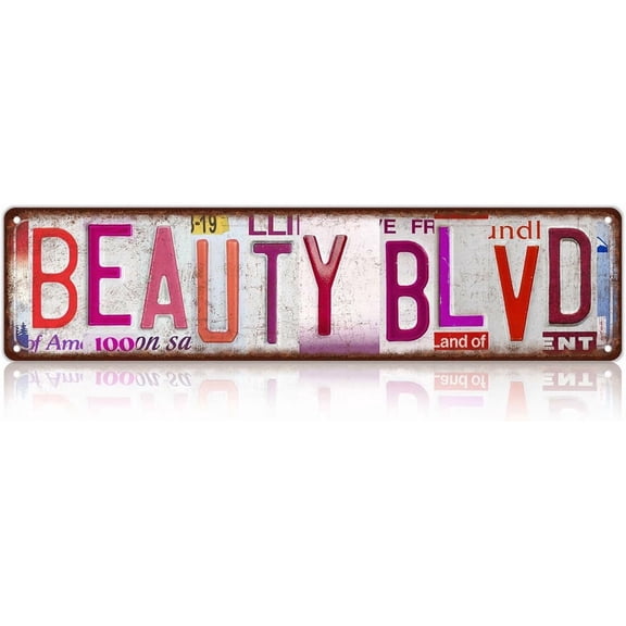 Vintage Beauty Blvd Metal Street Sign Wall Decor 4x16 Inch
