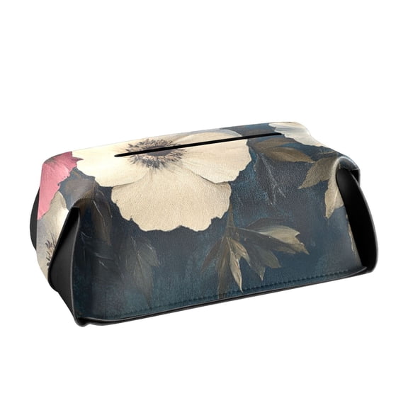 Vintage Beauty Flowers Tissue Box Cover Leather Square Rectangle Tissue Box Holder for Bathroom Living Room Desk Office Decor