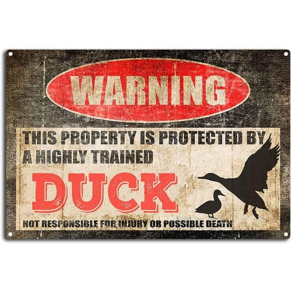 Vintage Beaver Tin Sign,Warning This Property is Protected by a Highly Trained Beaver,Funny Aluminum Outdoor Warning Sign,for Home Retro Metal Wall Art Decor Signs-8''x12''Tin Sign