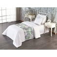 thumbnail image 1 of Vintage Bed Runner, Alstroemeria Flowers and Leaves Hand-Drawn Art on Plain Back, Decorative Accent Bedding Scarf for Hotels Homes & Guest Rooms, Twin, Peacock Green and Pale Purple, by Ambesonne, 1 of 3