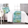 thumbnail image 1 of Vintage Bed Runner Set, Grunge Design Butterfly Silhouette with Music Notes and Cursive Words, Decorative Bedding Scarf & 2 Pillow Shams for Hotels Homes, Queen, Apple Green and Seafoam, by Ambesonne, 1 of 3