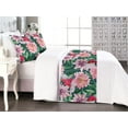thumbnail image 1 of Vintage Bed Runner Set, Repetitive Pattern of Pink Flowers and Leaves Hand-Drawn Ornament, Decorative Bedding Scarf & 2 Pillow Shams for Hotels Homes, King, Dark Coral and Jade Green, by Ambesonne, 1 of 3