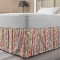 thumbnail image 1 of Vintage Bed Skirt, Vertical Colorful Thin and Bold Stripes with Dots in Hand-drawn Style Geometric, Elastic Bedskirt Dust Ruffle Wrap Around for Bedding Decor, 4 Sizes, Multicolor, by Ambesonne, 1 of 2