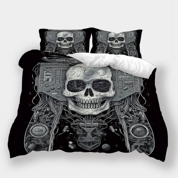 Vintage Bedroom Decor Skull Gamepad Printed Comforter Cover Set Teenager Adult Bedding Set,Queen (90"x90")