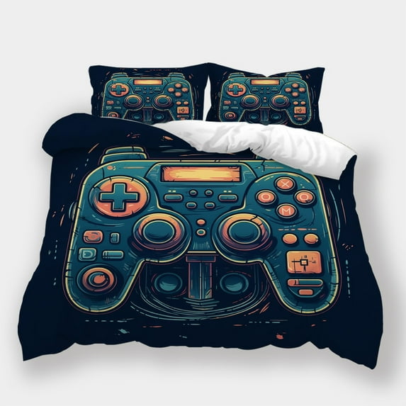 Vintage Bedroom Decor Skull Gamepad Printed Comforter Cover Set Teenager Adult Bedding Set,Twin (68"x86")