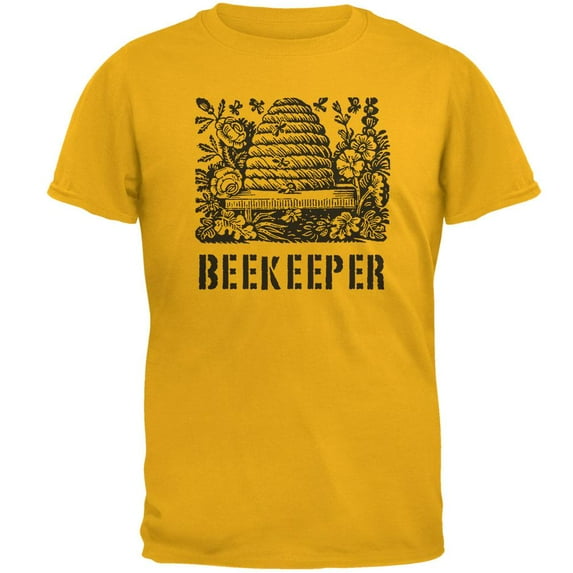 Vintage Bee Beekeeper Hive Mens T Shirt Gold MD