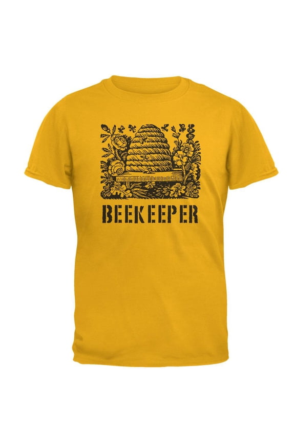 Vintage Bee Beekeeper Hive Mens T Shirt Gold MD