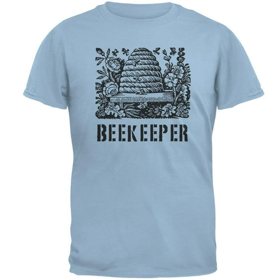 Vintage Bee Beekeeper Hive Mens T Shirt Light Blue LG