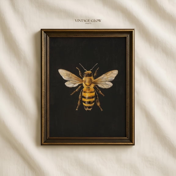 Vintage Bee Botanical Print | Rustic Summer Cottagecore Insect Wall Art |