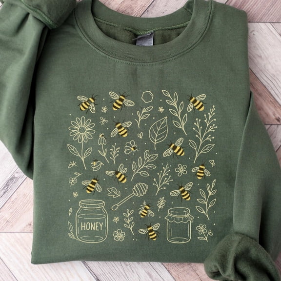 Vintage Bee Botanical Shirt, Honeycomb Doodle Shirt, Unique Honey Bees Shirt, Bee Lovers Tee, Bumblebees Shirt, Vintage Bee, Unisex S-5XL Hot Trending Shirt, Vintage Birthday Gift