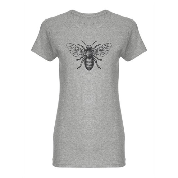 Vintage Bee Hand Drawn Design Shaped T-Shirt Women -Image by Shutterstock, Female Small