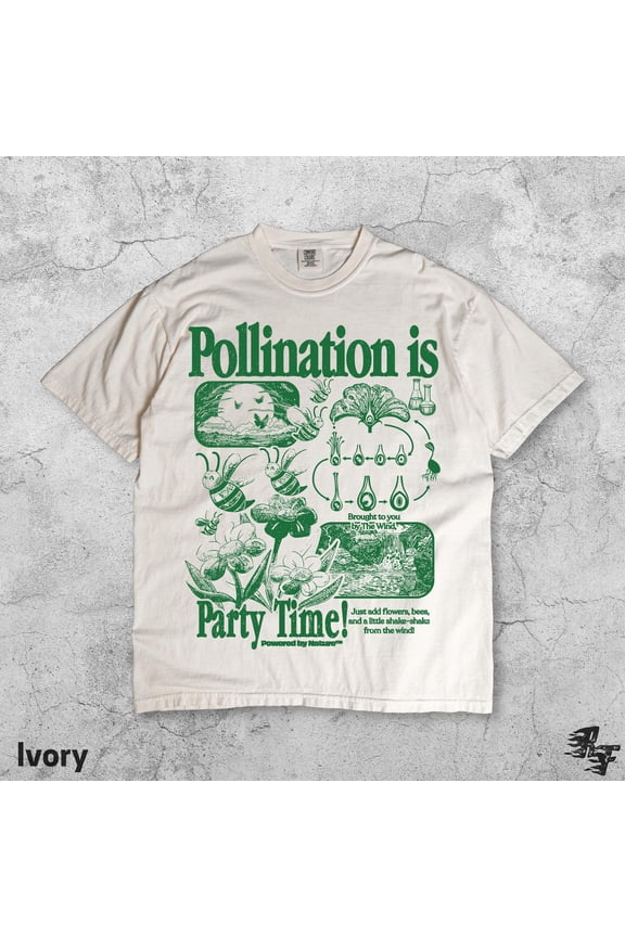 Vintage Bee Pollination Graphic T-Shirt for Nature Lovers - Retro Floral Design