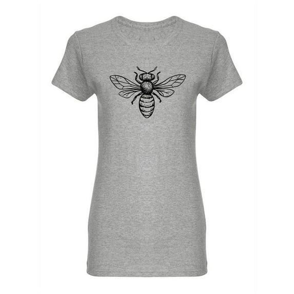Vintage Bee Sketch Shaped T-Shirt Women -Image by Shutterstock, Female Large