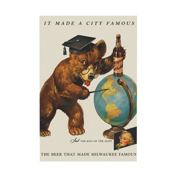 Vintage Beer Advertisement Canvas Wall Art For Bar Or Kitchen 12*18in