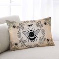 thumbnail image 1 of Vintage Bees Crowns Throw Pillow Covers, Rustic Leaves Rings Brown Gradient Soft Breathable Pillow Cases with Invisible Zipper for Sleeping, Toddler Pillowcases for Couch Bed Sofa Chair 12x20 Inches, 1 of 9