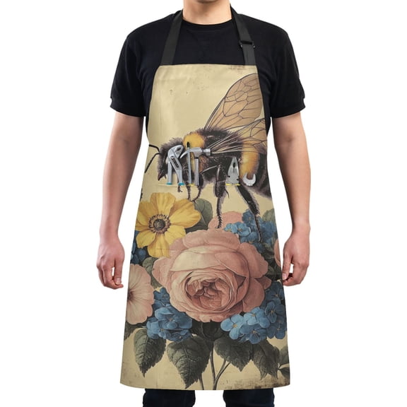 Vintage Bees and Flowers Chef Kitchen Apron with Pockets for Women Waterproof Aprons for Cooking Baking