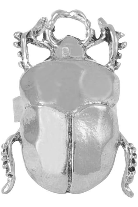 Vintage Beetle Insect Statement Ring for Women Men Adjustable Expandable Pest Moth Animal Halloween Wide Wrap Band Rings Comfort Fit Creative Holiday Jewelry