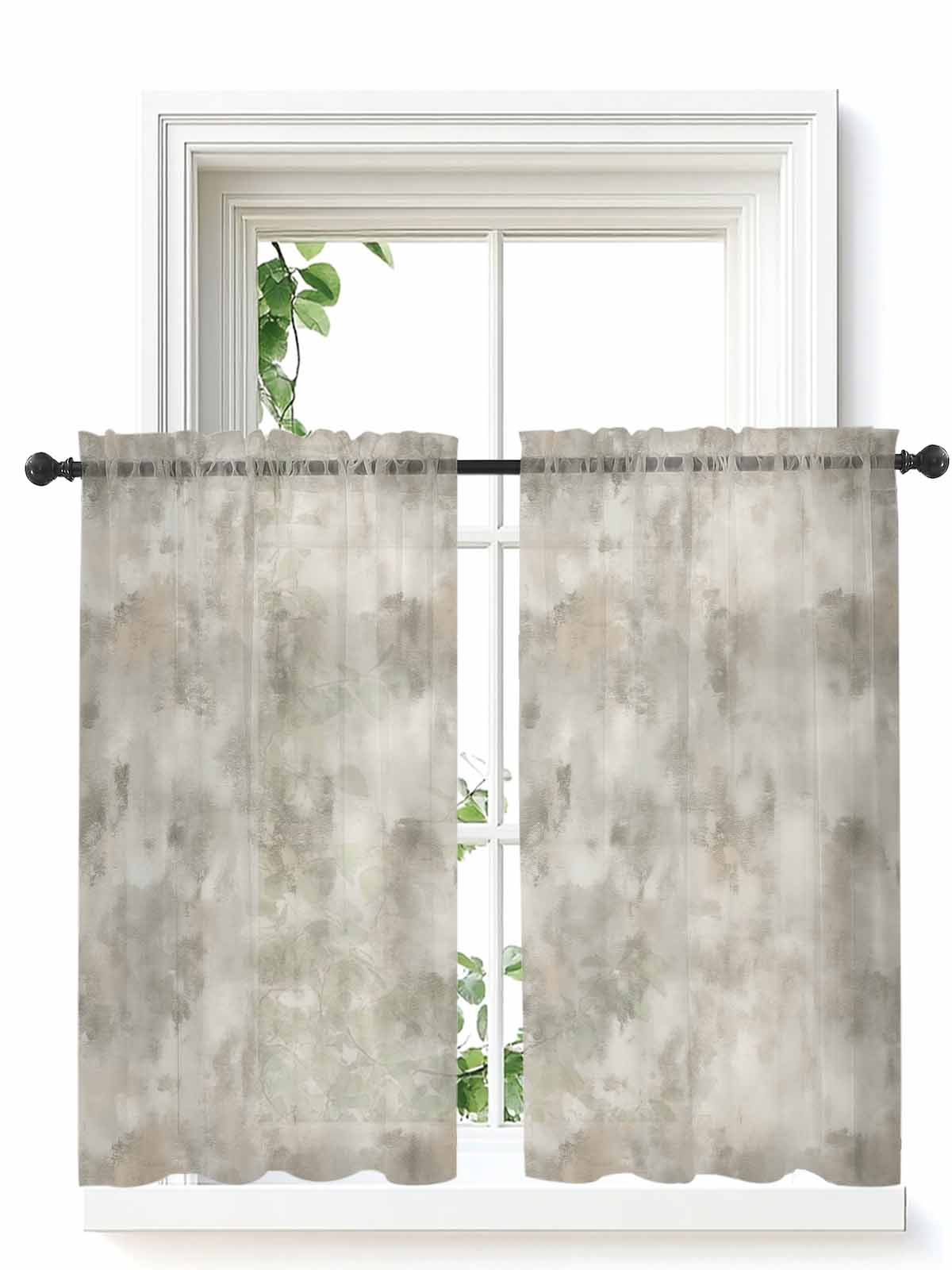 Vintage Beige Curtains 45 Inch Length, Sheer Curtains for Bedroom ...