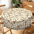 thumbnail image 1 of Vintage Beige Floral Round Tablecloth,60 Inch,Stain Resistant Waterproof Table Cover for Dining Room Kitchen Party Decor, 1 of 7