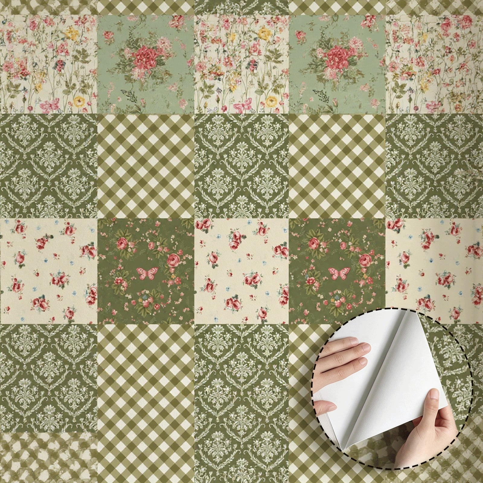 Rustic For Rent Sign Vintage Beige Flower and Bird Wallpaper Peel and Stick Waterproof ...