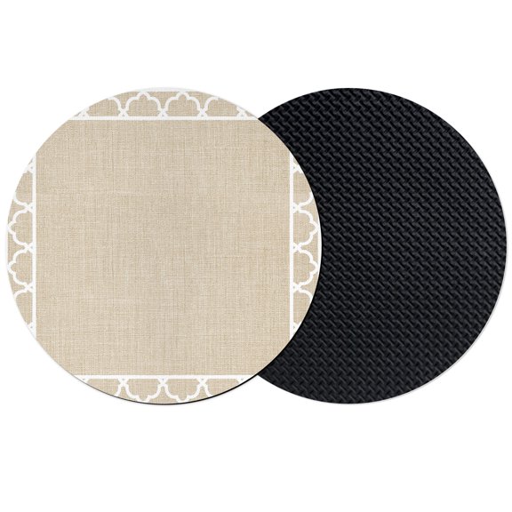 Vintage Beige Morocco Coasters Set of 2, Absorbent Coasters for Drinks, Modern Tile Geometric Middle Century Coaster for Desk Coffee Table Protection, Home Decor House Warming Gifts 4"