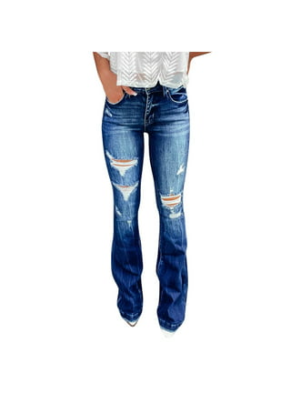 Bell Bottoms Ripped Flare Jeans For Women Back Hollow Out Patchwork Hole  Jeans SALE!