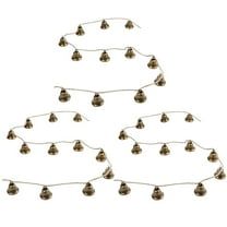 Vintage Bell Lanyard, Vintage Cow Bells Garland Gold Metal Bells with Jute Hanging Rope, Easy to Hang Rustic Bell Garland Banner, for Christmas Tree Mantle Fireplace and Wall Decor