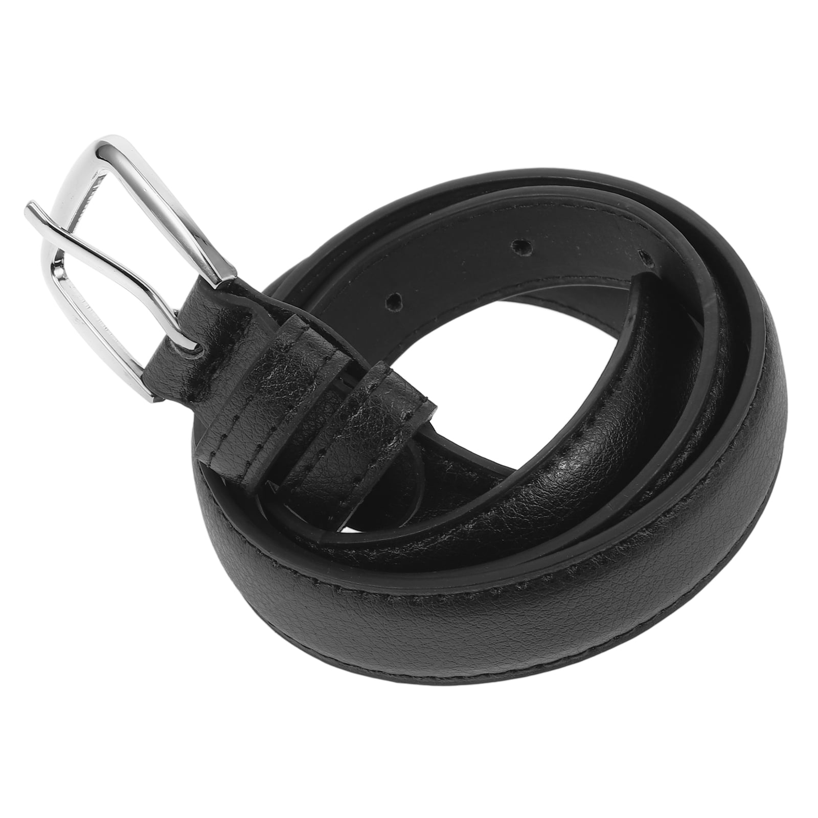 Vintage Black Leather Belt w/ Silver Chains Vintage Express women main image 3