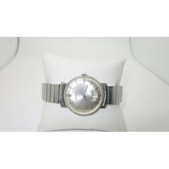 Vintage Benrus 10K White Brushed Rolled Gold Wind Up Original Flex Band Watch Working