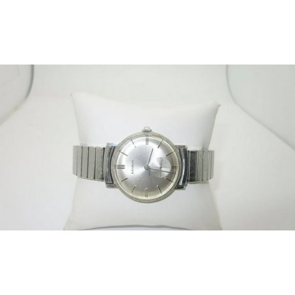 Vintage Benrus 10K White Brushed Rolled Gold Wind Up Original Flex Band Watch Working