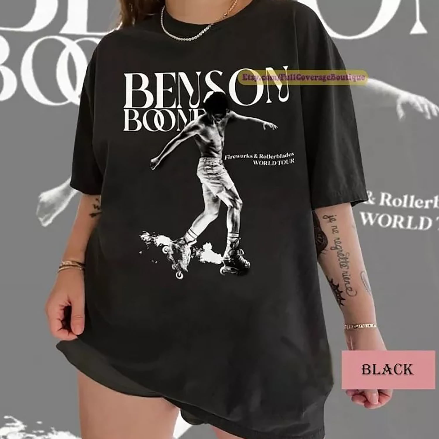 Vintage Benson Boone Fireworks and Rollerblades World Tour 2024 TShirt