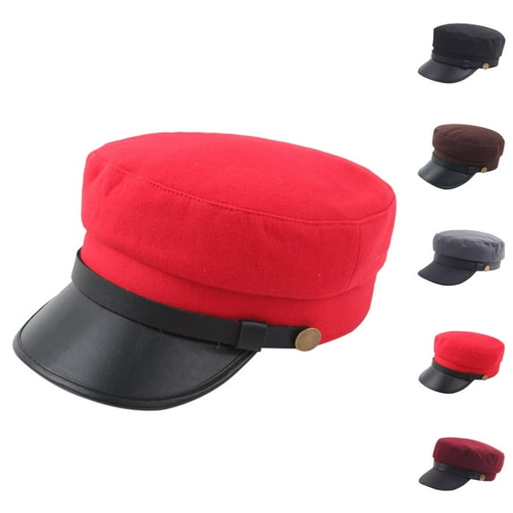 Vintage Beret Beret And Golf Hat, Red Beret, Leather Beret, for Fisherman Hat Men's And Women's Cap Vintage Beret Cap Flat Top Comfortable Breathable Cap