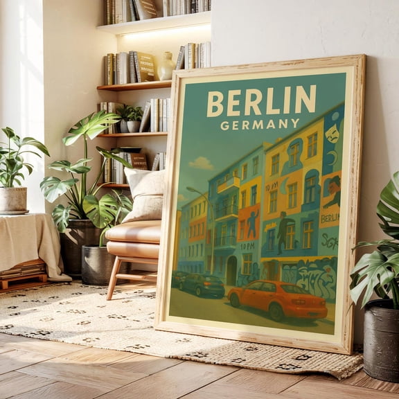 Vintage Berlin Travel Colourful German Street Art Print Unframed Paper Poster 8x10in