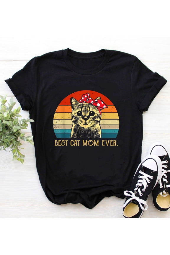 Vintage Best Cat Mom Ever T Shirt, Mothers Day Gift TShirt, Black Cat Shirt, Cat Lovers Tee, Cat Mama Shirt, Cat Lover Gift, Cat Owner Tee